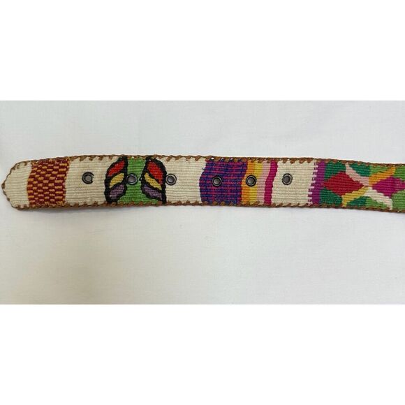 Mayan design inspired leather belt made in Guatemala size Small. #M-1289 - Picture 4 of 8